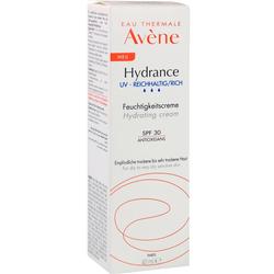 Eine Tube Avène Hydrance Feuchtigkeitscreme mit UV-Schutz und Antioxidantien.